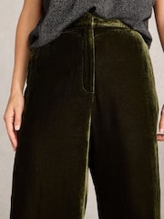 White Stuff Green Belle Wide Leg Velvet Trousers - Image 4 of 6