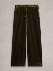 White Stuff Green Belle Wide Leg Velvet Trousers - Image 5 of 6
