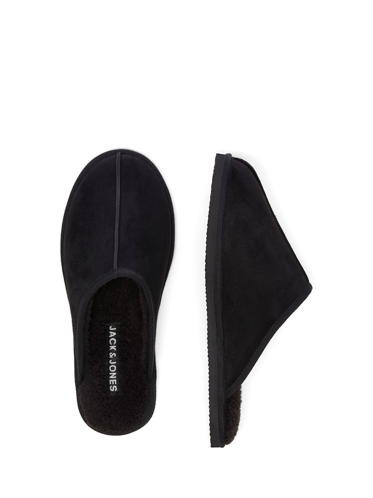 JACK & JONES Black White Black White Fleece Lined Slippers - Image 7 of 8