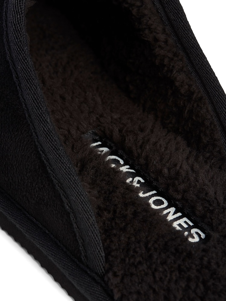 JACK & JONES Black White Black White Fleece Lined Slippers - Image 8 of 8