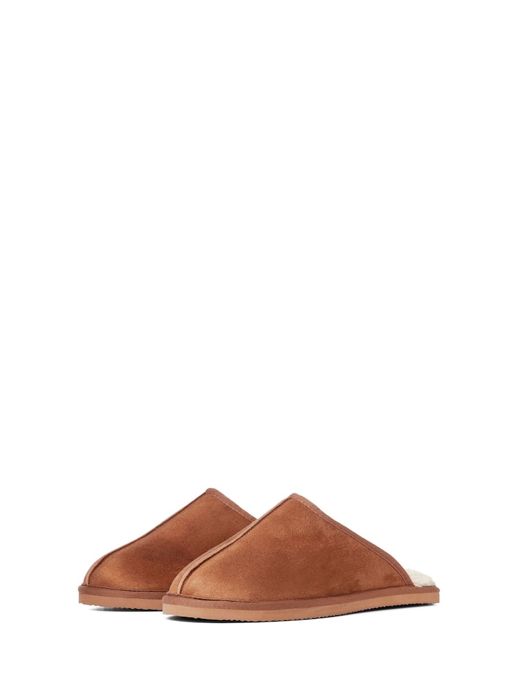 JACK & JONES Tan Brown Microfibre Slippers - Image 5 of 8
