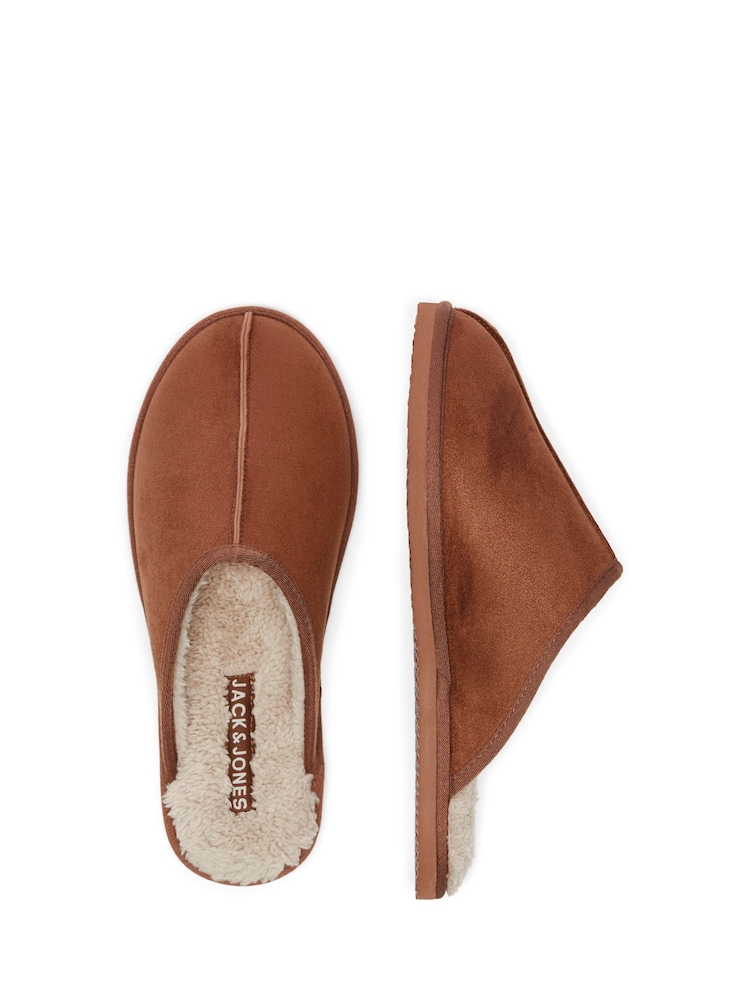 JACK & JONES Tan Brown Microfibre Slippers - Image 6 of 8