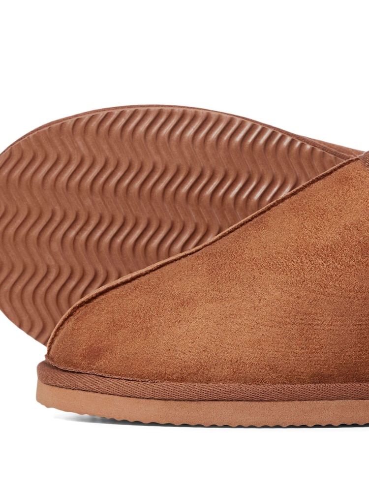 JACK & JONES Tan Brown Microfibre Slippers - Image 7 of 8