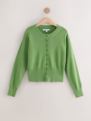 Green Bright Crew Neck Soft Knit Button Co-Ord Cardigan - Image 1 of 3