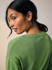 Green Bright Crew Neck Soft Knit Button Co-Ord Cardigan - Image 4 of 7