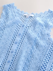 Blue Pale Stitch Lace Mesh Button Up Tank Waistcoat - Image 6 of 7