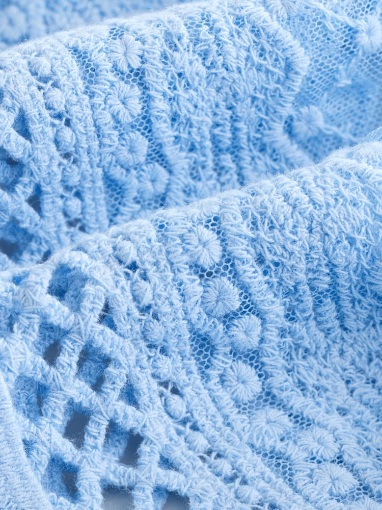 Blue Pale Stitch Lace Mesh Button Up Tank Waistcoat - Image 7 of 7