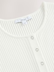 White Ribbed Button Up Waistcoat Tank - Image 3 of 3