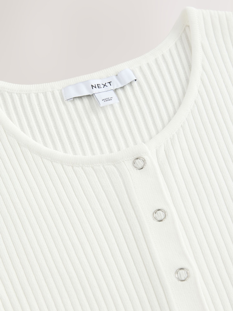 White Ribbed Button Up Waistcoat Tank - Image 3 of 3