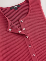 Red Ribbed Button Up Waistcoat Tank - Image 3 of 3