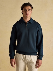Joules Jenkins Navy Brushed Cotton Collar Sweatshirt - Image 1 of 8