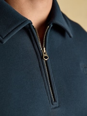 Joules Jenkins Navy Brushed Cotton Collar Sweatshirt - Image 4 of 8