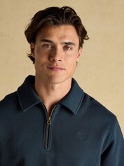 Joules Jenkins Navy Brushed Cotton Collar Sweatshirt - Image 5 of 8