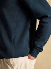 Joules Jenkins Navy Brushed Cotton Collar Sweatshirt - Image 7 of 8