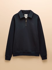 Joules Jenkins Navy Brushed Cotton Collar Sweatshirt - Image 8 of 8