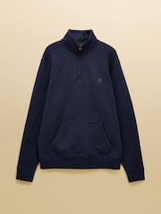 Jenkins Navy Brushed Cotton Quarter Zip Sweatshirt - Image 10 of 10