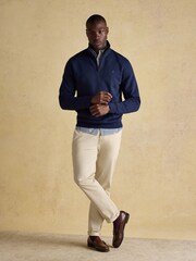 Jenkins Navy Brushed Cotton Quarter Zip Sweatshirt - Image 3 of 8