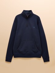 Jenkins Navy Brushed Cotton Quarter Zip Sweatshirt - Image 8 of 8
