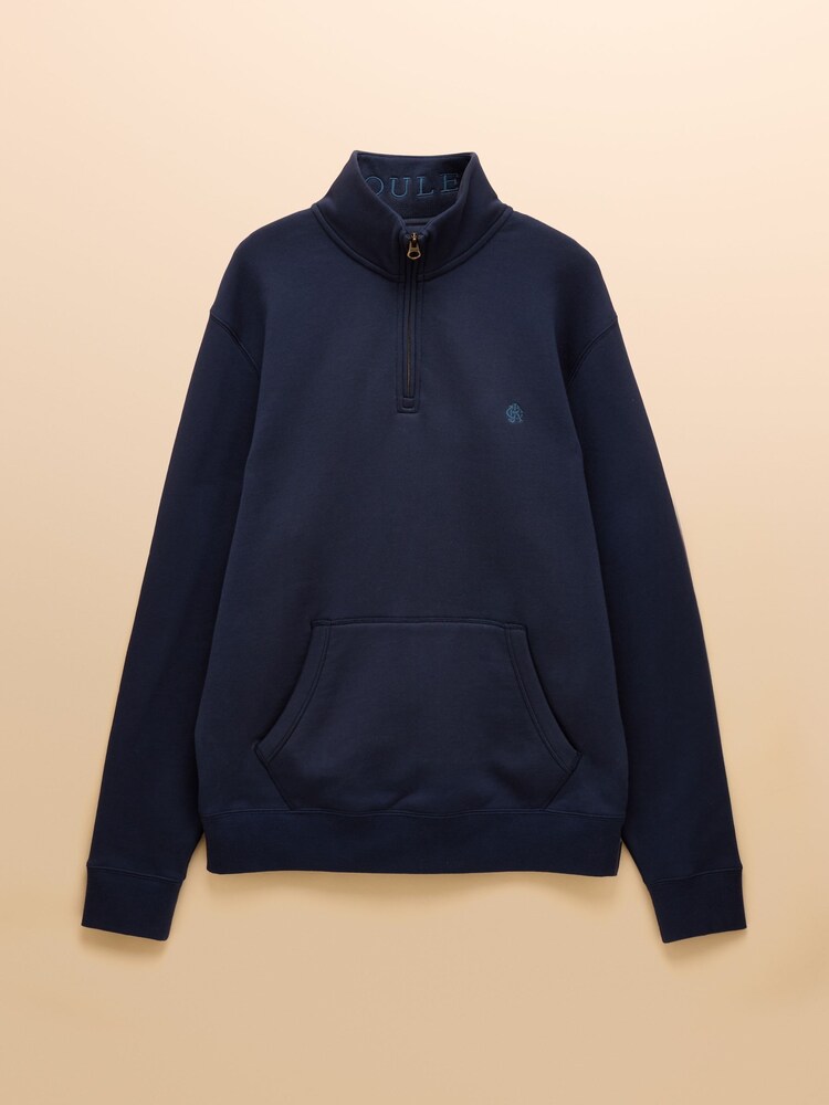 Jenkins Navy Brushed Cotton Quarter Zip Sweatshirt - Image 8 of 8