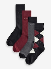 GANT Black Argyle Striped Socks 4 Pack - Image 2 of 7