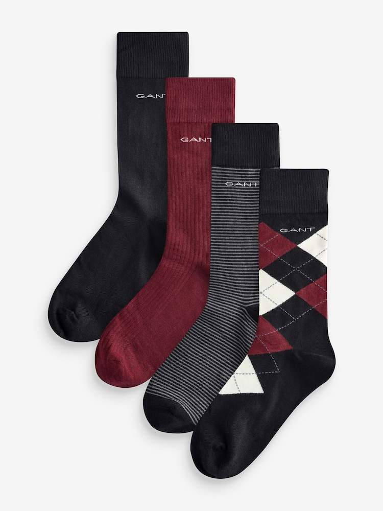 GANT Black Argyle Striped Socks 4 Pack - Image 2 of 7