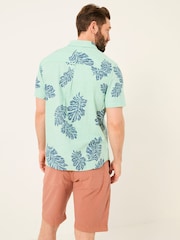 FatFace Mint Green Short Sleeve Banana Leaf Print 100% Cotton Shirt - Image 2 of 8