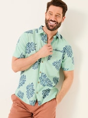 FatFace Mint Green Short Sleeve Banana Leaf Print 100% Cotton Shirt - Image 3 of 8