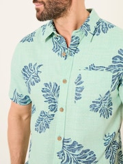 FatFace Mint Green Short Sleeve Banana Leaf Print 100% Cotton Shirt - Image 4 of 8