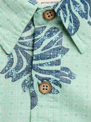 FatFace Mint Green Short Sleeve Banana Leaf Print 100% Cotton Shirt - Image 8 of 8
