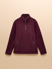 Joules Heritage Fleece Burgundy Quarter Zip - Image 10 of 10