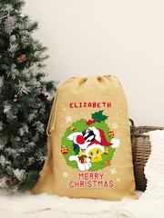 Personalised Looney Tunes Christmas Hessian Sack by Character World - Image 1 of 3