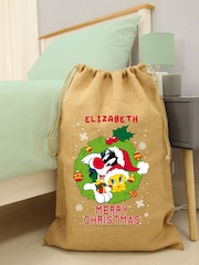 Personalised Looney Tunes Christmas Hessian Sack by Character World - Image 2 of 3