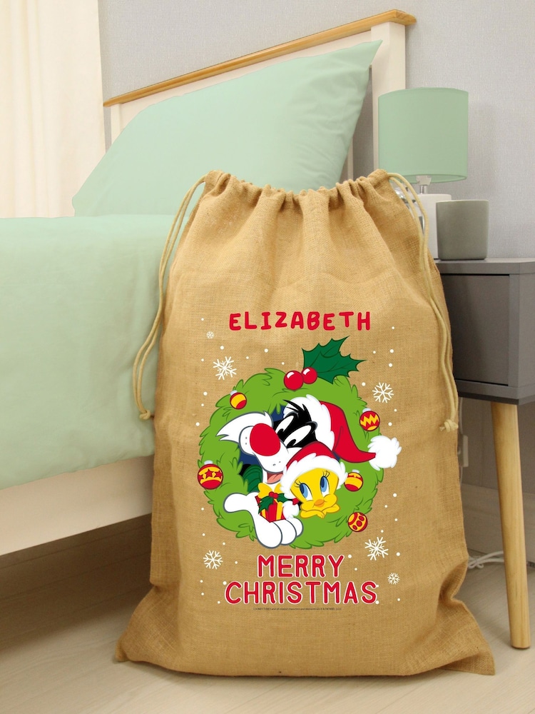 Personalised Looney Tunes Christmas Hessian Sack by Character World - Image 2 of 3