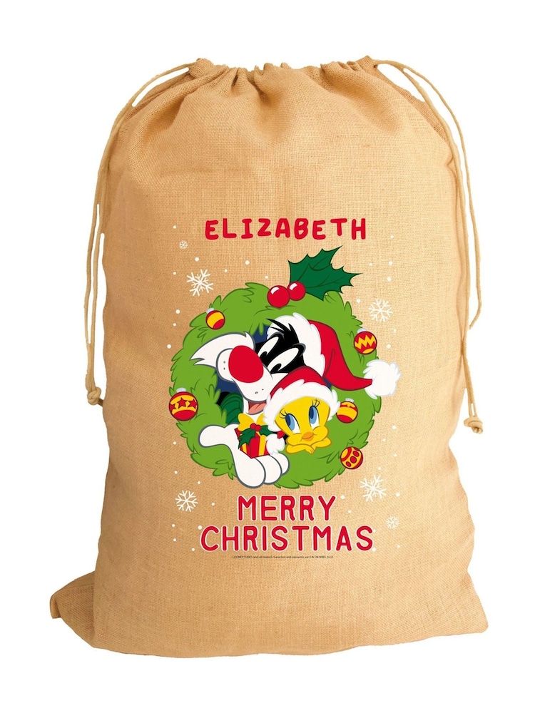 Personalised Looney Tunes Christmas Hessian Sack by Character World - Image 3 of 3