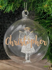Personalised Christmas Glass Angel Bauble by PMC - Image 1 of 3