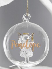 Personalised Christmas Glass Angel Bauble by PMC - Image 2 of 3