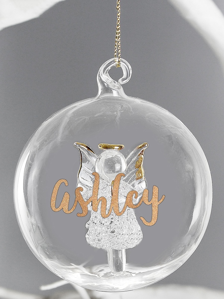 Personalised Christmas Glass Angel Bauble by PMC - Image 3 of 3