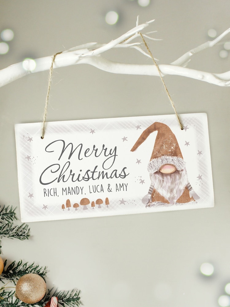 Personalised Christmas Gonk Wooden Sign by PMC - Image 1 of 3