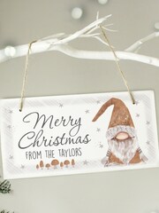 Personalised Christmas Gonk Wooden Sign by PMC - Image 2 of 3