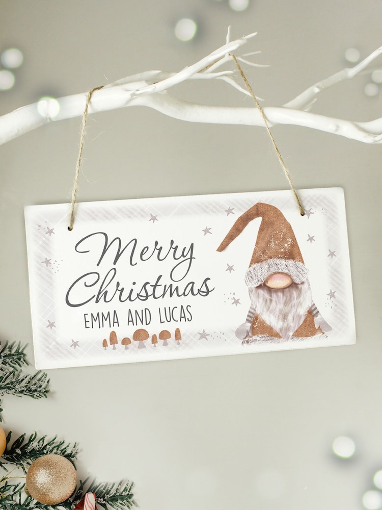 Personalised Christmas Gonk Wooden Sign by PMC - Image 3 of 3