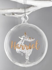 Personalised Reindeer Christmas Glass Bauble by PMC - Image 2 of 3