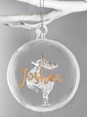Personalised Reindeer Christmas Glass Bauble by PMC - Image 3 of 3