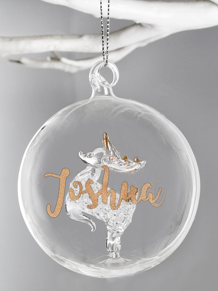 Personalised Reindeer Christmas Glass Bauble by PMC - Image 3 of 3