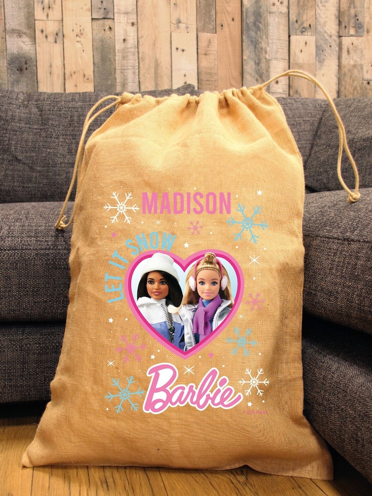 Personalised Barbie Christmas  Hessian Sack by Character World - Image 1 of 5