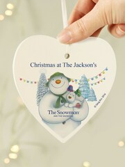Personalised The Snowman Wooden Heart Christmas Decoration by PMC - Image 3 of 3