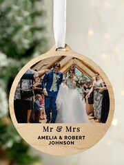 Personalised Photo Upload Wooden Christmas Bauble by PMC - Image 2 of 3