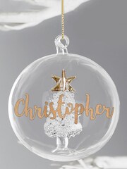 Personalised Christmas Tree Glass Bauble by PMC - Image 2 of 3