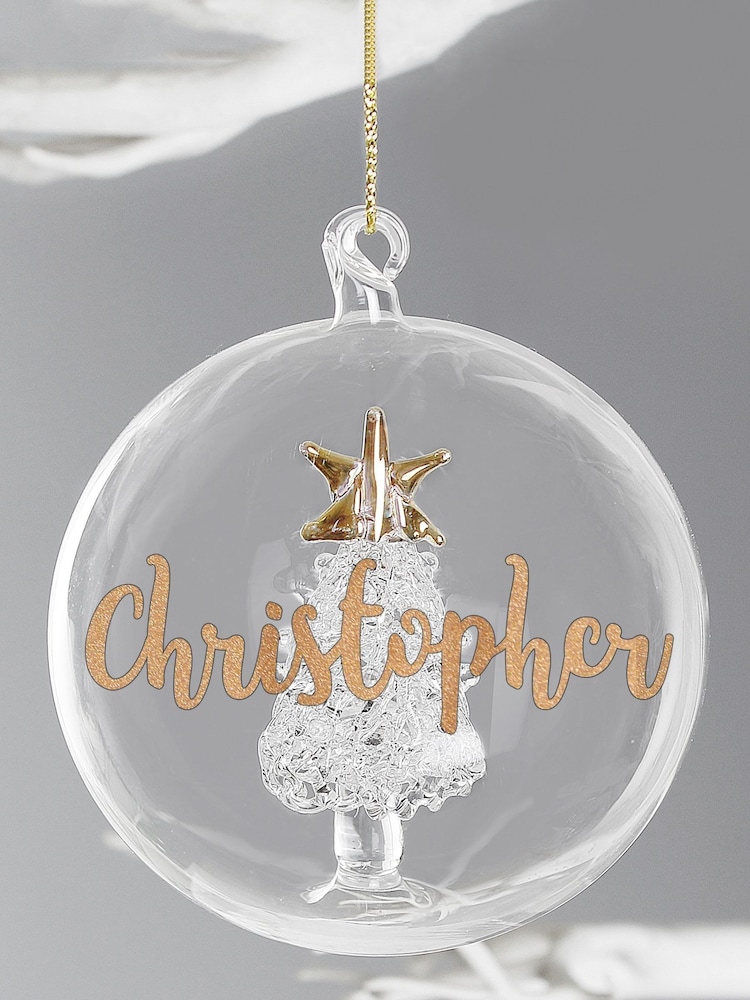 Personalised Christmas Tree Glass Bauble by PMC - Image 2 of 3