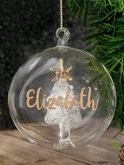Personalised Christmas Tree Glass Bauble by PMC - Image 3 of 3