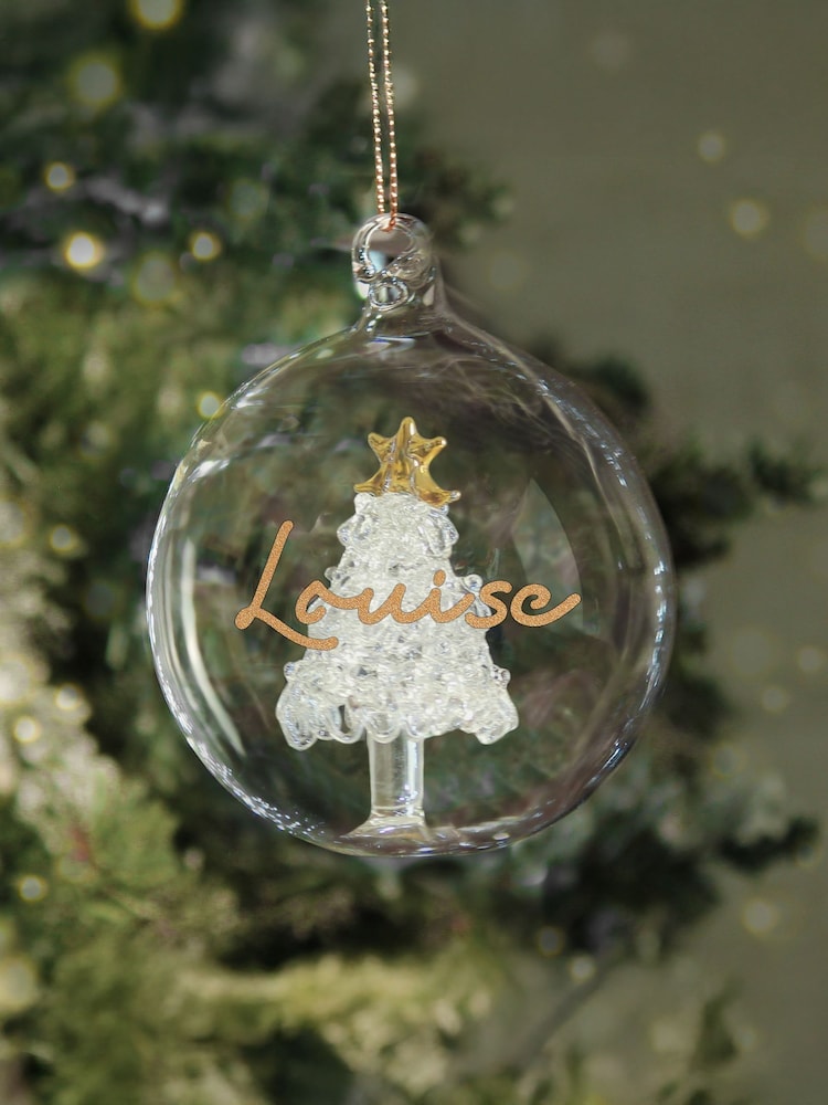 Personalised Christmas Tree Glass Bauble by PMC - Image 3 of 3 Personalised Christmas Tree Glass Bauble by PMC - Image 3 of 3